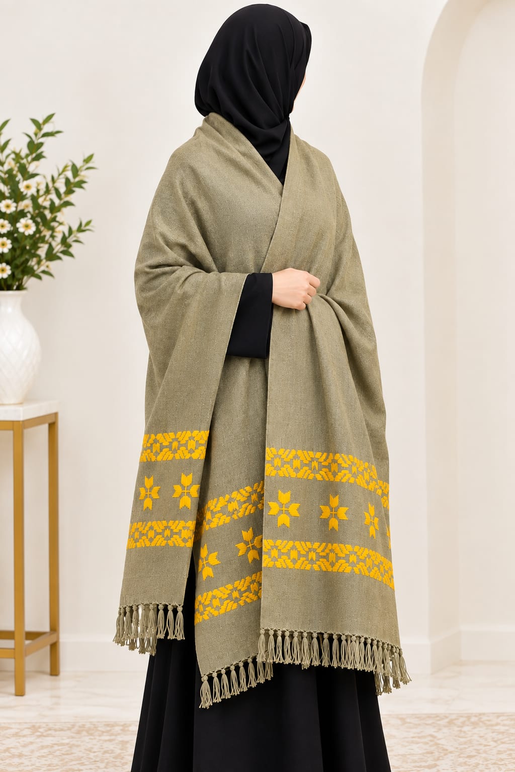 Sage Wool Wrap Shawl